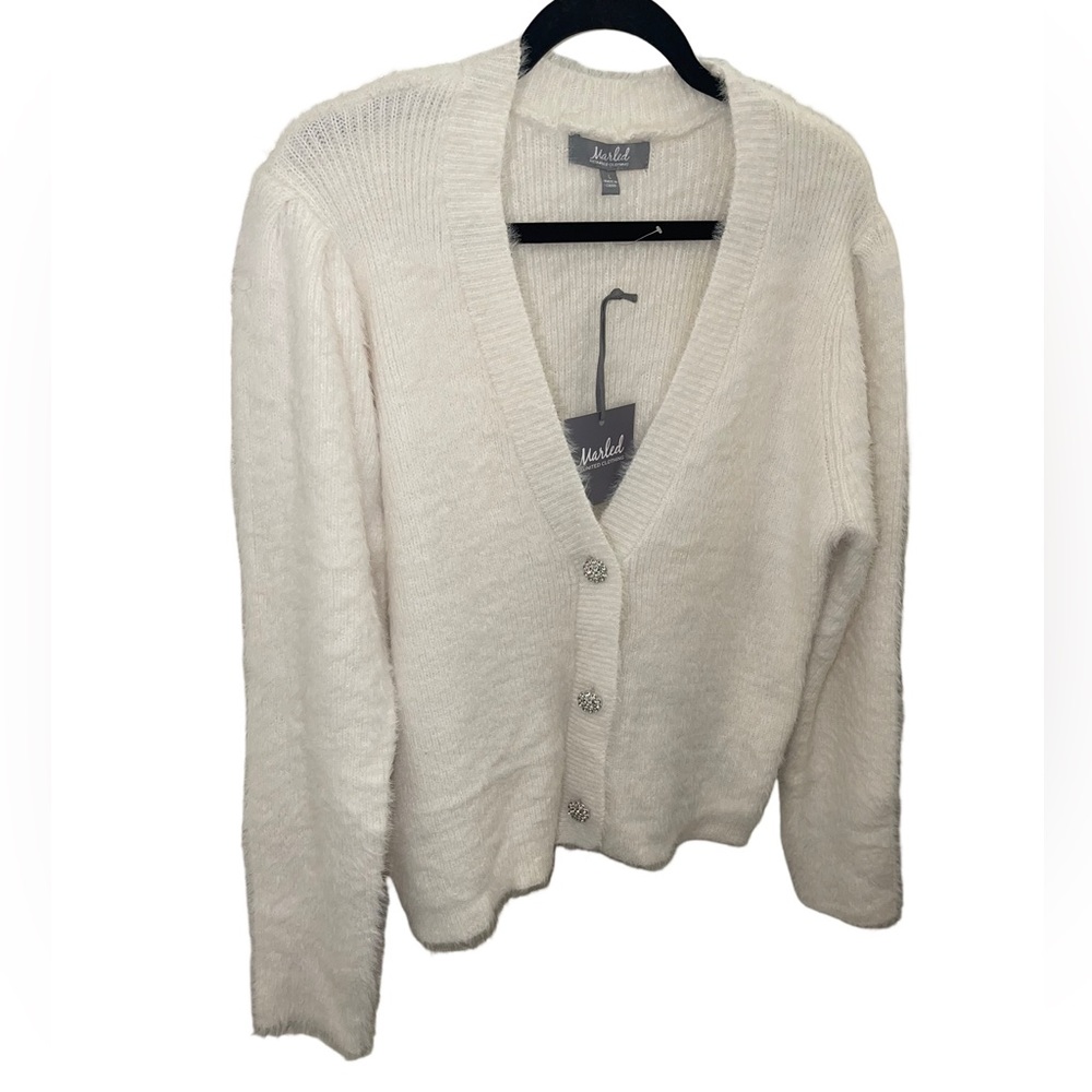 Marled Eyelash Knit Sweater cardigan NWT size large